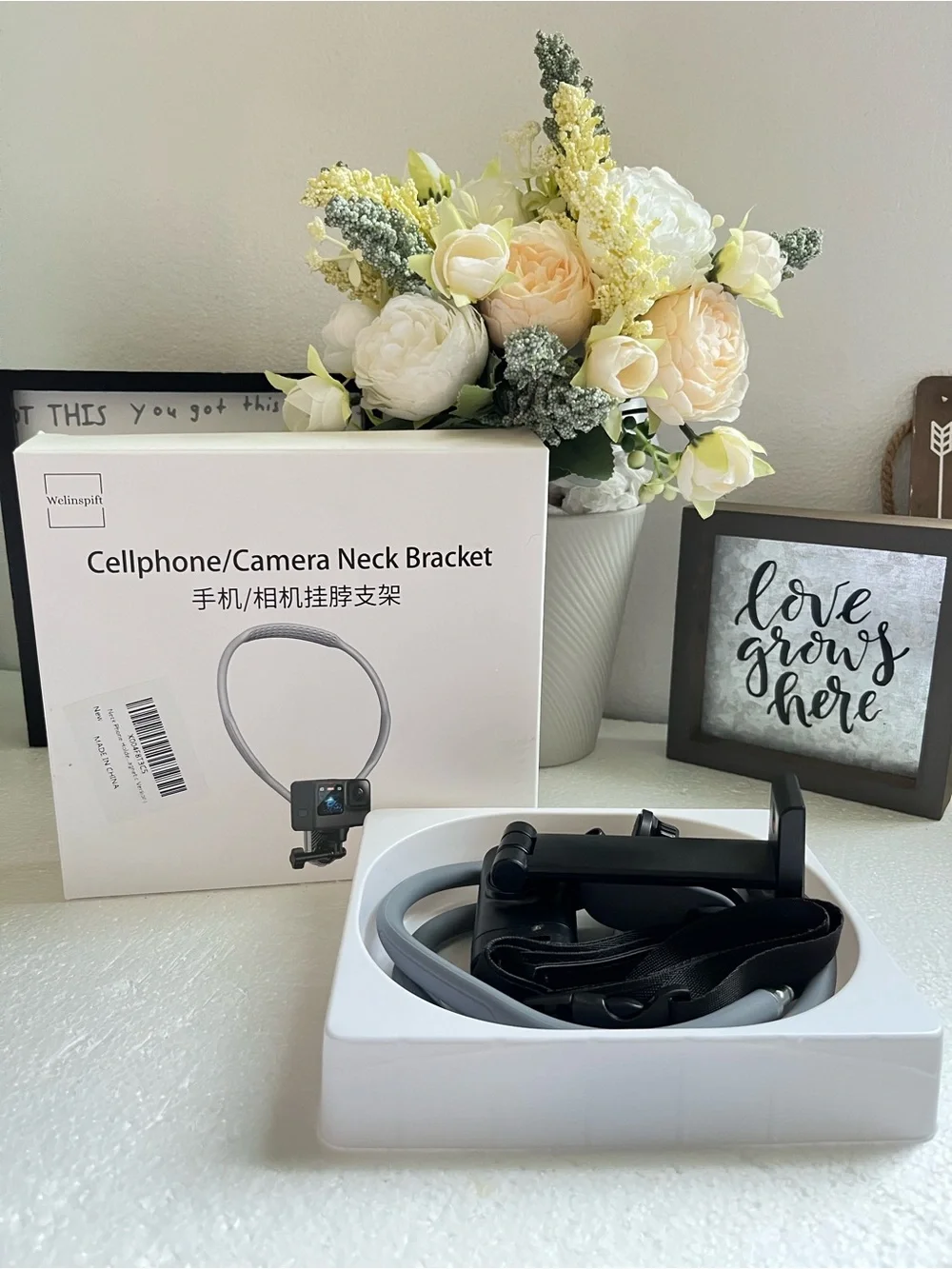 Welinspift Gray Cellphone/Camera Neck Bracket - Hands-Free Mount